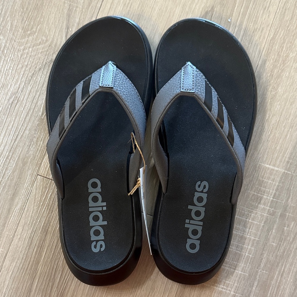 Adidas Black and Gray Sandals